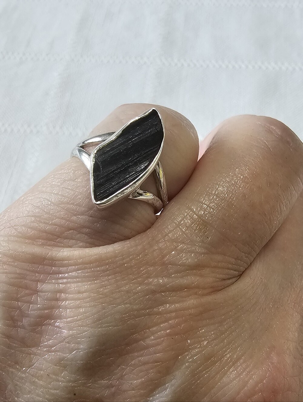 Sterling Silver .925 Black Tourmaline Ring - Size 5 - Picture 4 of 8